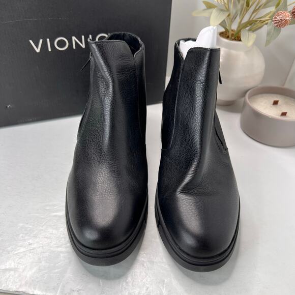 Vionic Uptown Sur Leather Wedge Boot Black J0718L1001 Women 12 Wide NWB Comfort - Picture 5 of 11